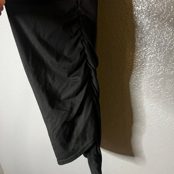 BTFBM Black Bodycon Midi Dress Women’s Sleeveless Ruched Side Casual - Picture 3 of 9